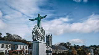 Statue of Saint Brendan the Navigator on Wolfe Tone Square in Bantry by Sculptor Imogen Stuart
